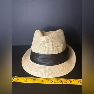 Kids Fedora‎ Hat | Beige Straw Black Band Unisex